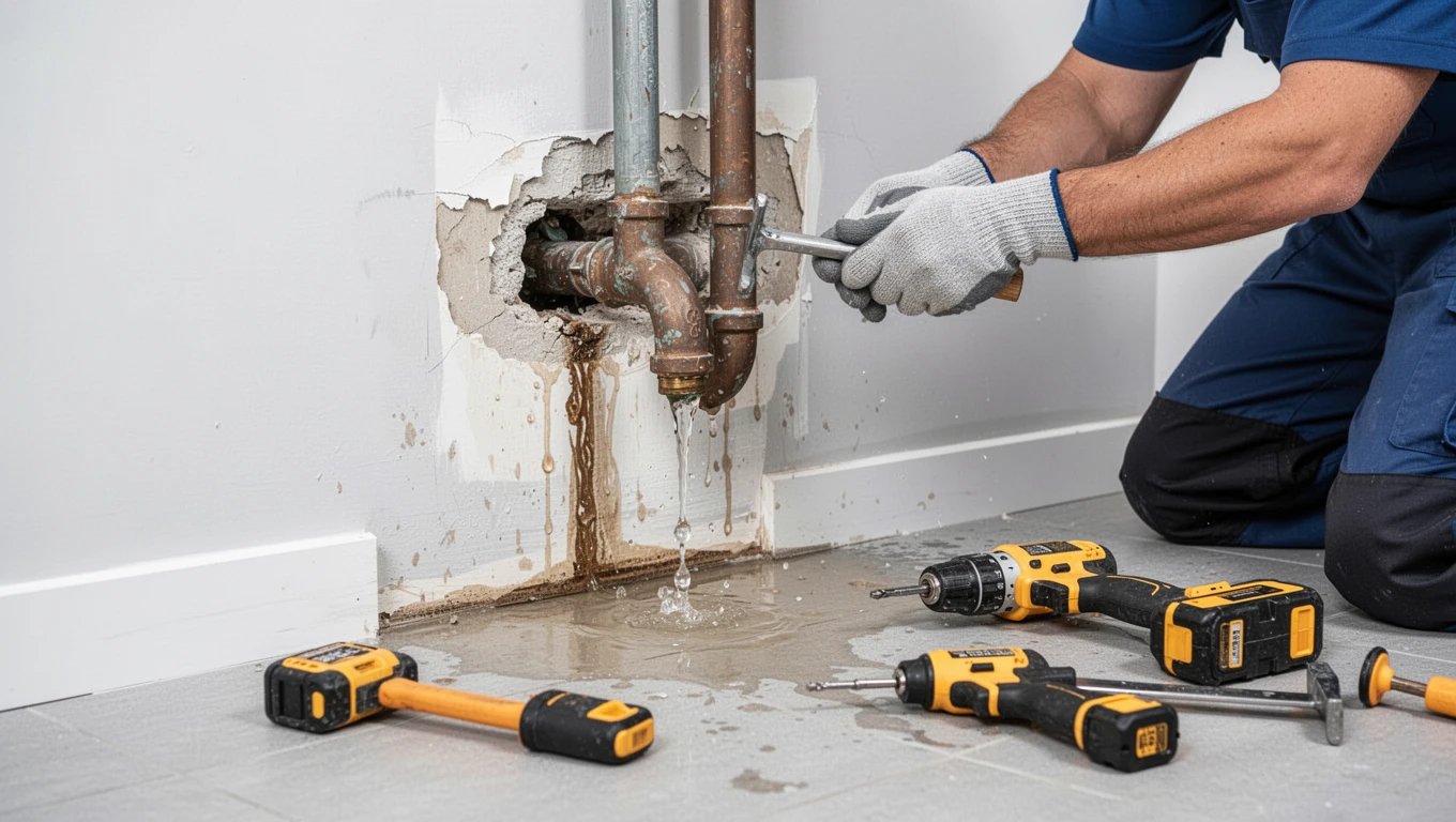 Leaking Pipe Water Damage Repair